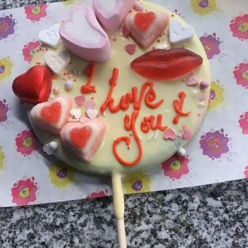 I LOVE YOU Giant Belgian Dipped Lolly